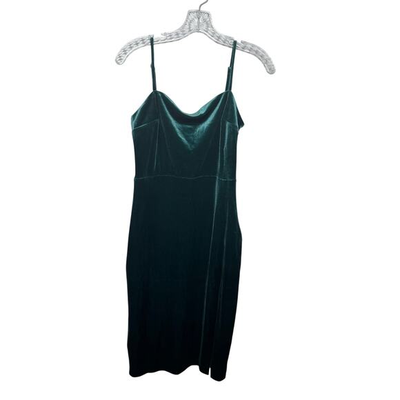 Express Green Velvet Slip Dress Women’s Size Small Midi Spaghetti Strap NWT - Picture 1 of 11